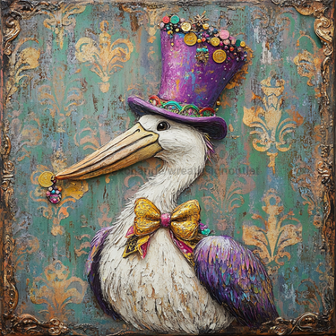 Mardi Gras Sign, Top Hat Sign, DCO-13109, Sign For Wreath, 10x10